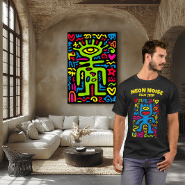 Camiseta Alien Neon Azul - Funky personaje de arte pop de u
