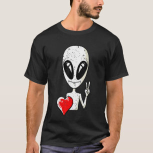 Camiseta Alien Peace Heart Día de San Valentín Love UFO EDM