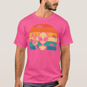 Camiseta Alien Peace Sunset Retro Ufo Mujeres Extraterrestr