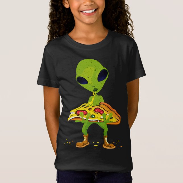 Camiseta Alien Pizza Comer Paz Funny Amante de comida espac (Anverso)