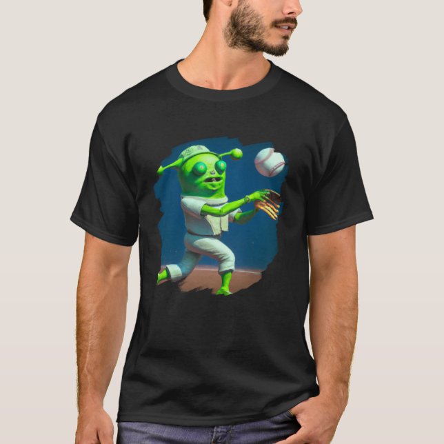 Camiseta Alien Playing Baseball  Aliens Baseball (Anverso)