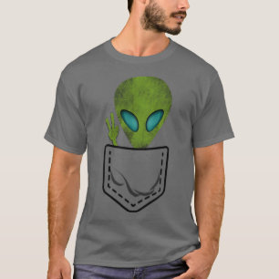 Camiseta Alien Pocket Guay Funny Cute Peace OVNI