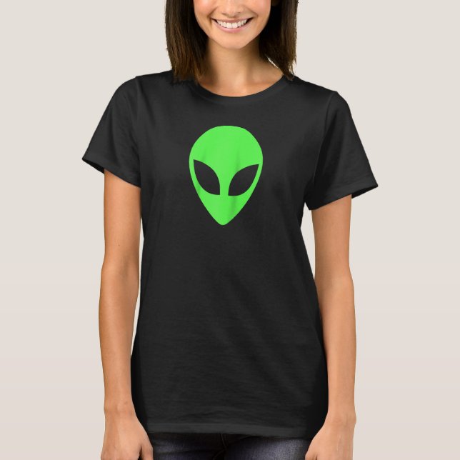 Camiseta Alien Raglan, el gracioso estilo de la cabeza verd (Anverso)
