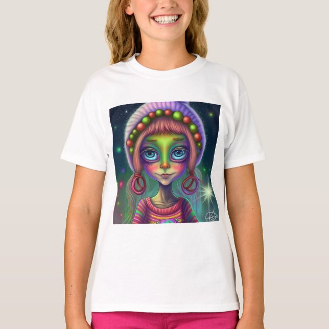 Camiseta Alien, regalo de Chica hippie. (Anverso)