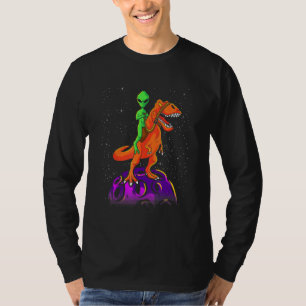 Camiseta Alien Riding Dinosaur T Rex Kids Espacio Ultraterr