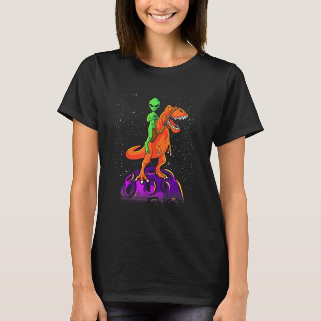 Camiseta Alien Riding Dinosaur T Rex Kids Espacio Ultraterr (Anverso)