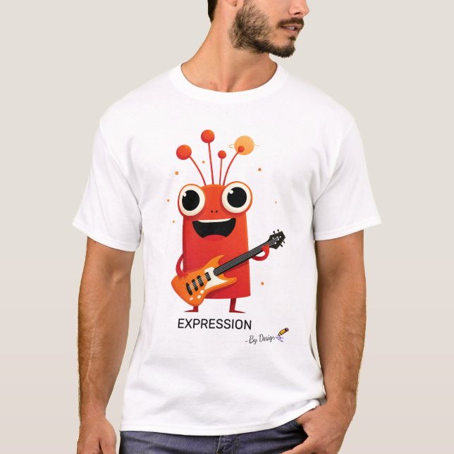 Camiseta Alien rojo con guitarra | EXPRESIÓN - Por diseño (Anverso)