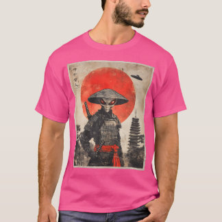 Camiseta Alien Samurai Ufo Gráfico de la época japonesa Uki