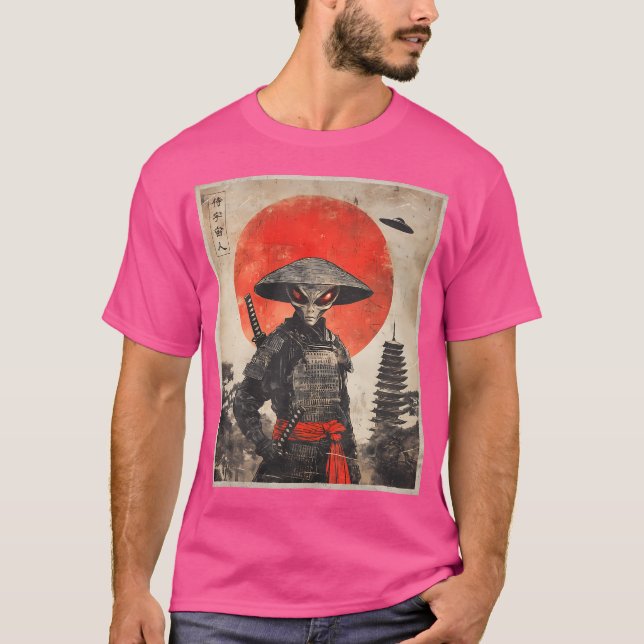 Camiseta Alien Samurai Ufo Gráfico de la época japonesa Uki (Anverso)