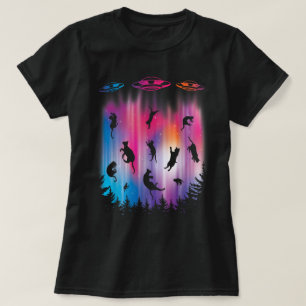 Camiseta Alien Secuestro de Gato Volando Saucer Funny OVNI
