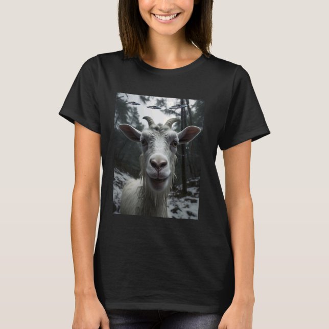 Camiseta Alien Selfie de cabra de OVNI - Divertida idea (Anverso)