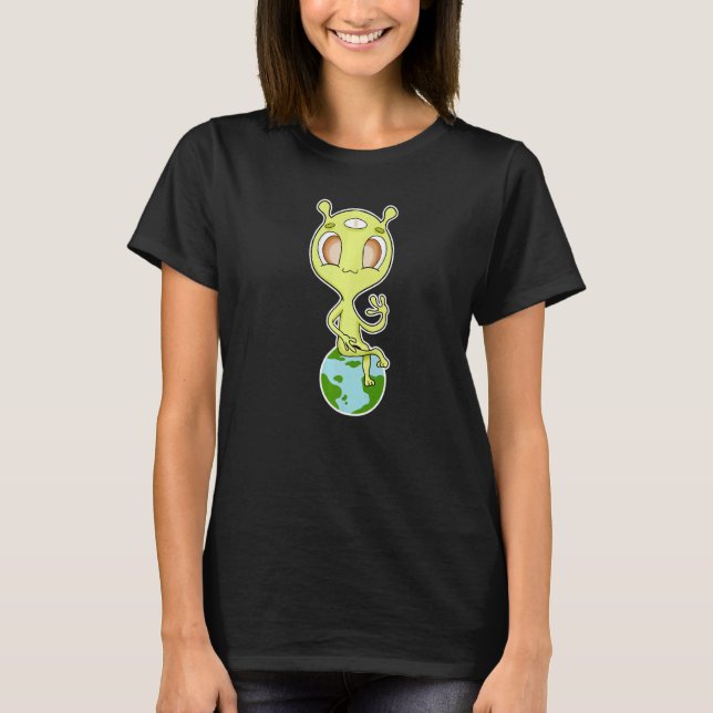 Camiseta Alien Sitting On Earth   (Anverso)