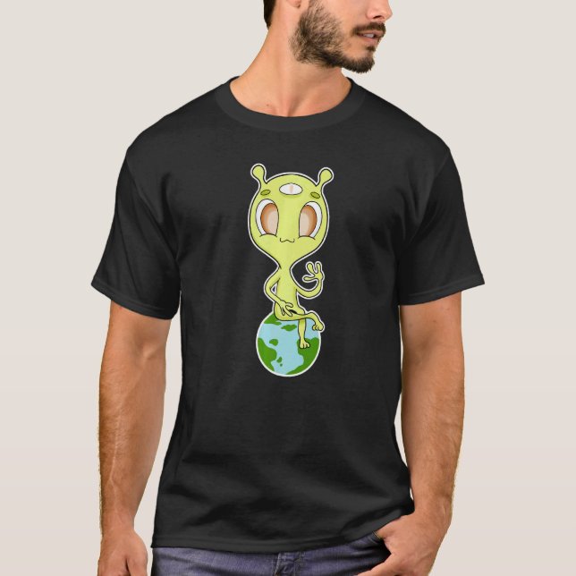 Camiseta Alien Sitting On Earth   (Anverso)