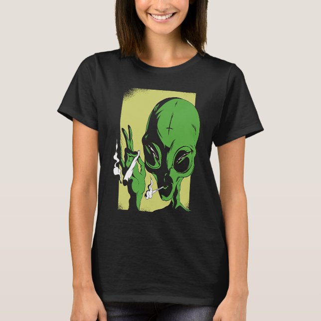 Camiseta alien space aliens  ufo smoking (Anverso)