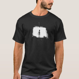 Camiseta Alien Space Ufo Silhouette Abducción Black White G