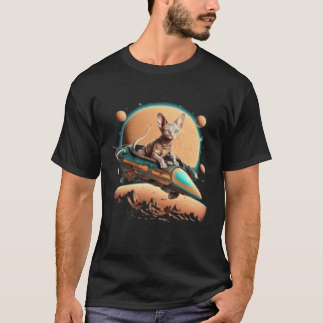 Camiseta Alien Sphynx Cat UFO Extraterrestrial (Anverso)