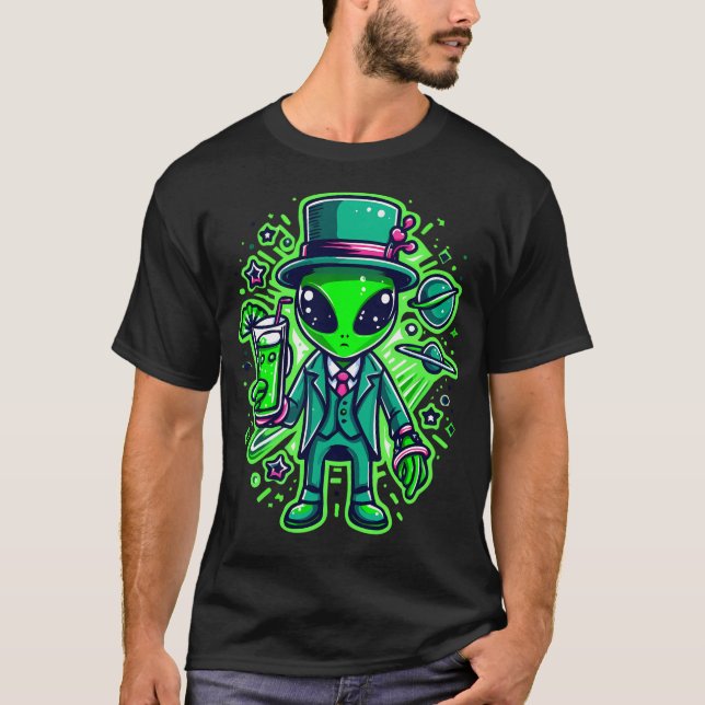 Camiseta Alien St Patricks Day Extraterrestre Shamrock Ir (Anverso)