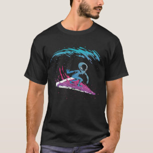 Camiseta Alien Surfing Pizza Surfboard Funny UFO Espacio Ex