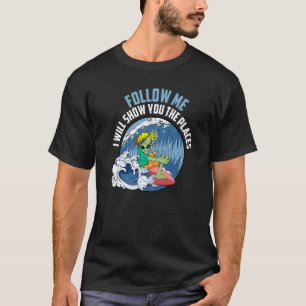 Camiseta Alien Surfing Water Sports Surfboard Premium