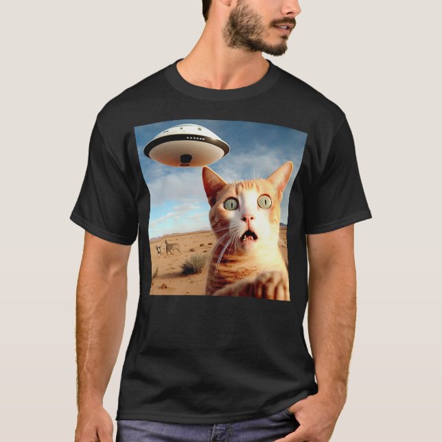 Camiseta Alien UFO Funny Cat (Anverso)