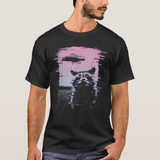 Camiseta Alien UFO Funny Raccoon Vaporwave Estético Retro