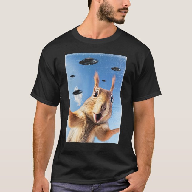 Camiseta Alien UFO Funny Squirrel Selfie (Anverso)