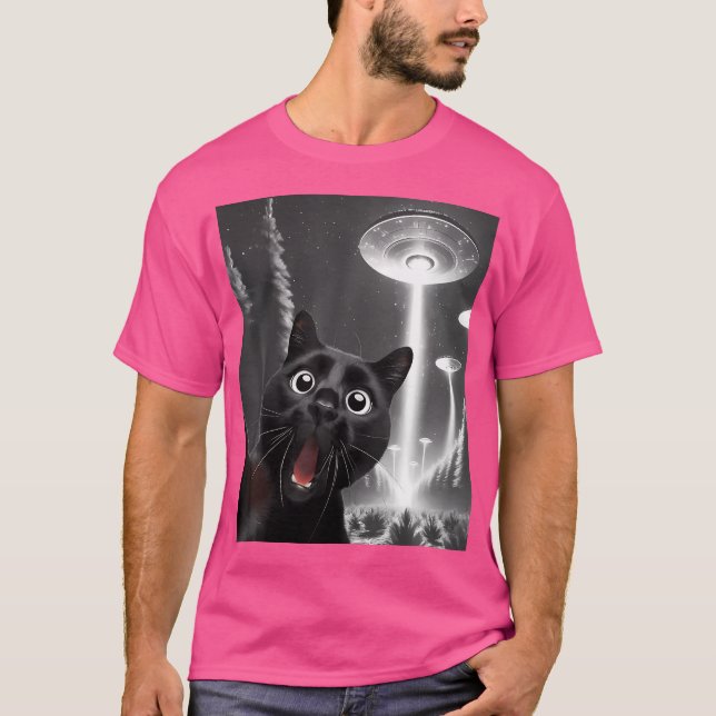 Camiseta Alien Ufo, Gato Negro Gracioso, Toma A Una Madre G (Anverso)