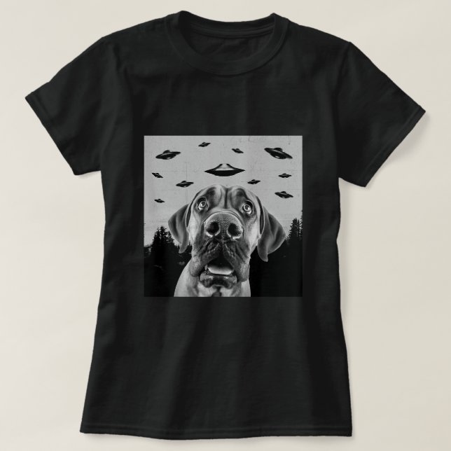 Camiseta Alien UFO Gracioso Español Mastiff Perro Lover Hom (Diseño del anverso)