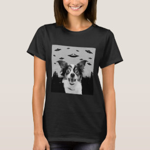 Camiseta Alien UFO Gracioso Papillon Perro Lover Hombres Mu