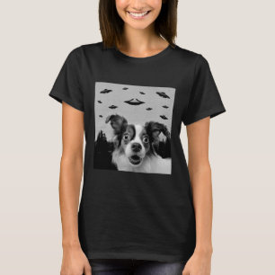 Camiseta Alien UFO Gracioso Papillon Perro Lover Hombres Mu