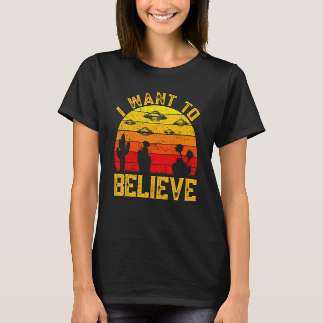 Camiseta Alien Ufo Hunter Retro Que Quiero Creer (Anverso)