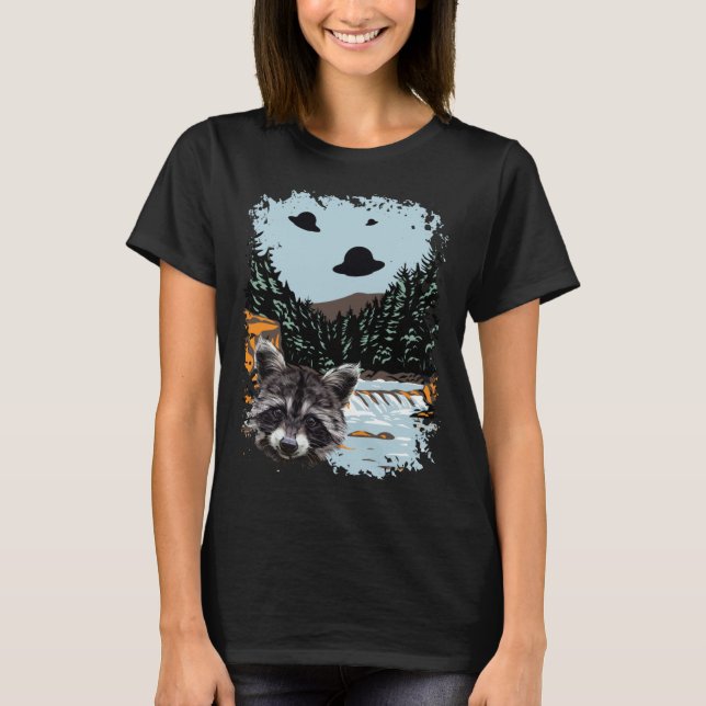 Camiseta Alien UFO Raccoon Lovers Extraterrestrial Encounte (Anverso)