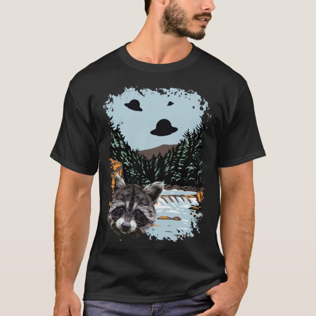 Camiseta Alien UFO Raccoon Lovers Extraterrestrial Encounte (Anverso)