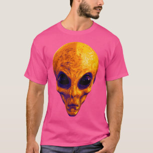 Camiseta Alien Ufo Retrato Naranja Violet