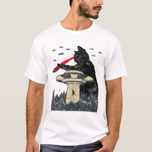 Camiseta Alien Ufo Secuestro Láser Ojo Funny Cat