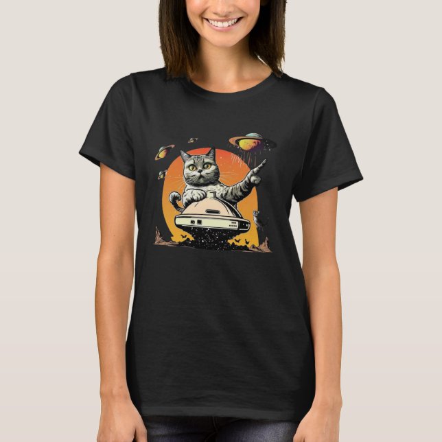 Camiseta Alien UFO  Weird Cat (Anverso)
