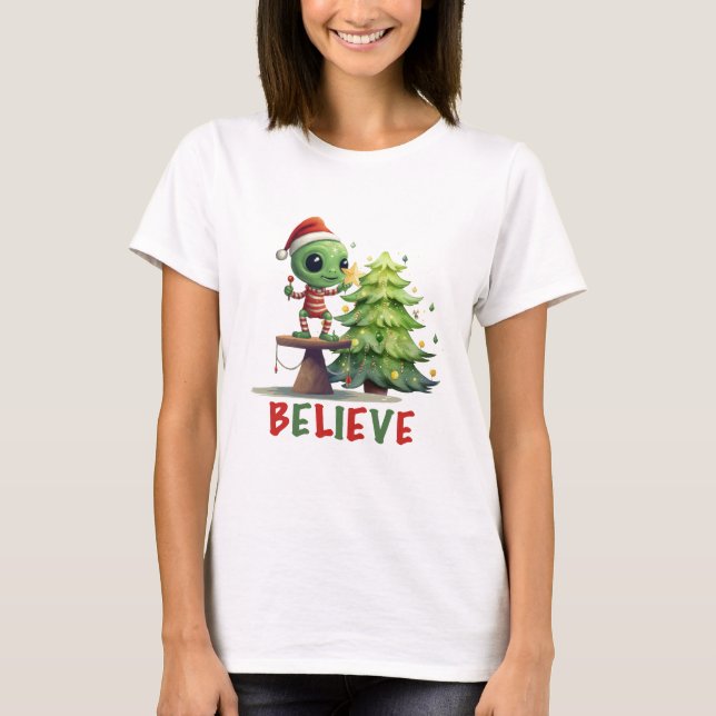 Camiseta Alien y Árbol de Navidad (Anverso)