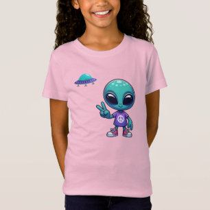 Camiseta Alien y barco espacial por la paz