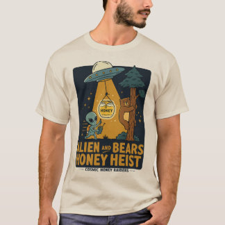 Camiseta Alien y Bears Honey Heist - OVNI y Oso divertidos