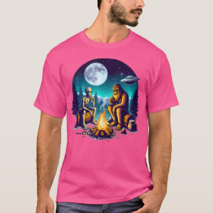 Camiseta Alien Y Bigfoot Cerca De La Fogata