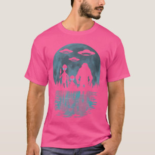 Camiseta Alien Y Bigfoot Moon Ufo, El Funny Sasquatch Y Un