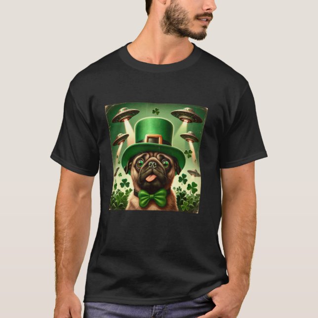 Camiseta Alienados niños de Pug Selfie con OVNI machos mach (Anverso)