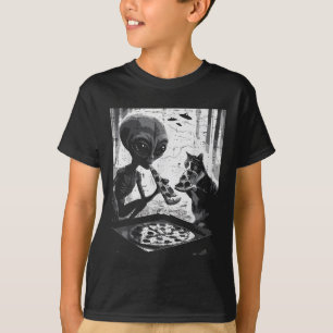 Camiseta Alienados Y Gatos Comer Pizza Graciosa Comida Para