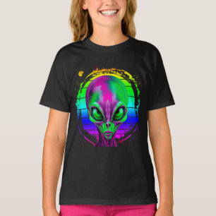 Camiseta Alienígena Colorido Arcoíris Moderno y Tendencioso