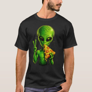 Camiseta Alienígena Comiendo Pizza Arte Clásico Divertido P
