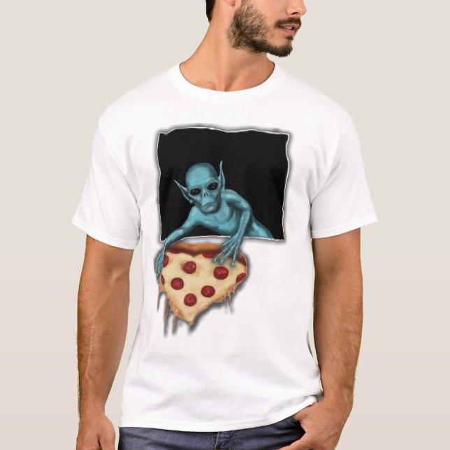 Camiseta Alienígena Del Espacio Robando Un Trozo De Pizza (Anverso)