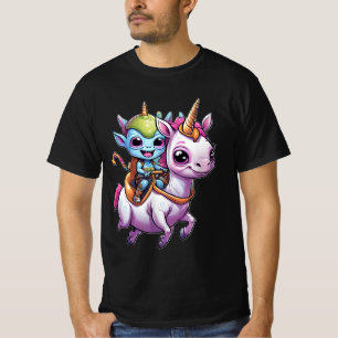 Camiseta Alienígena espacial Cute montado en unicornio dive