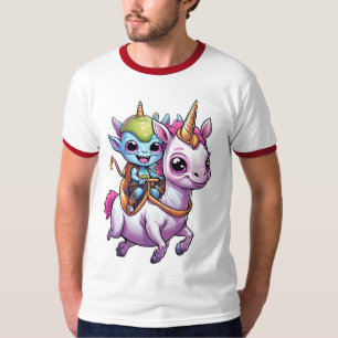 Camiseta Alienígena espacial Cute montado en unicornio dive
