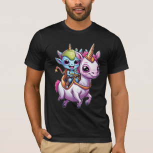 Camiseta Alienígena espacial Cute montado en unicornio dive