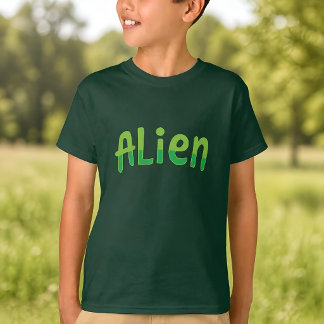 Camiseta Alienígena Lindo Juguetón Tipografía Espacial Alie